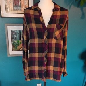 beachlunchlounge Plaid Shirt in Brown and Purple